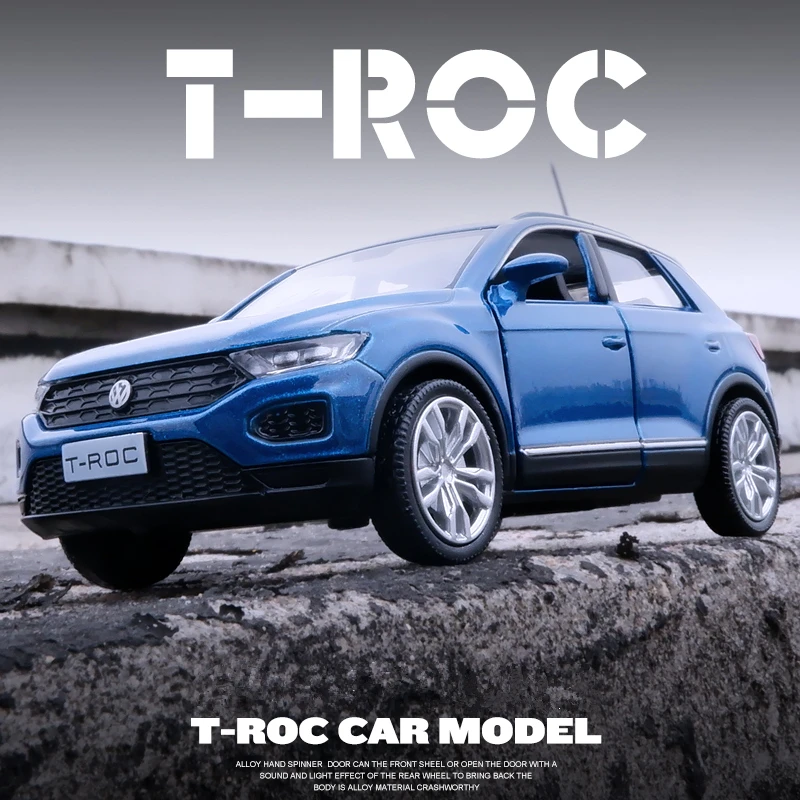 1:36 Volkswagen T-ROC Gelegeerd Automodel Diecast & Speelgoedvoertuigen Metalen Automodel Simulatie Terugtrekken Collectie Kinderspeelgoed