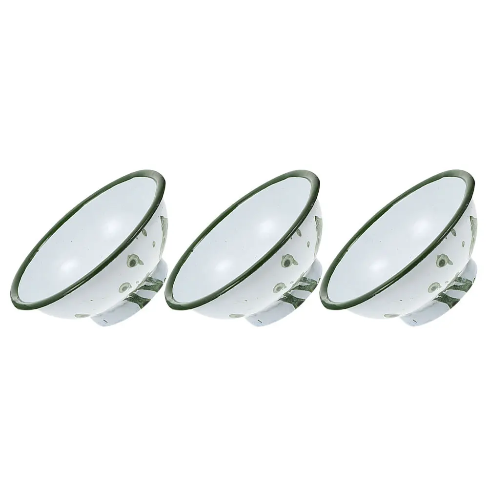 3pcs Vintage Enamel Bowls Retro Kitchenware Soup Rice Bowl Fruit Vegetable Washer Egg Mixer Large Capacity Easy Clean Houseware