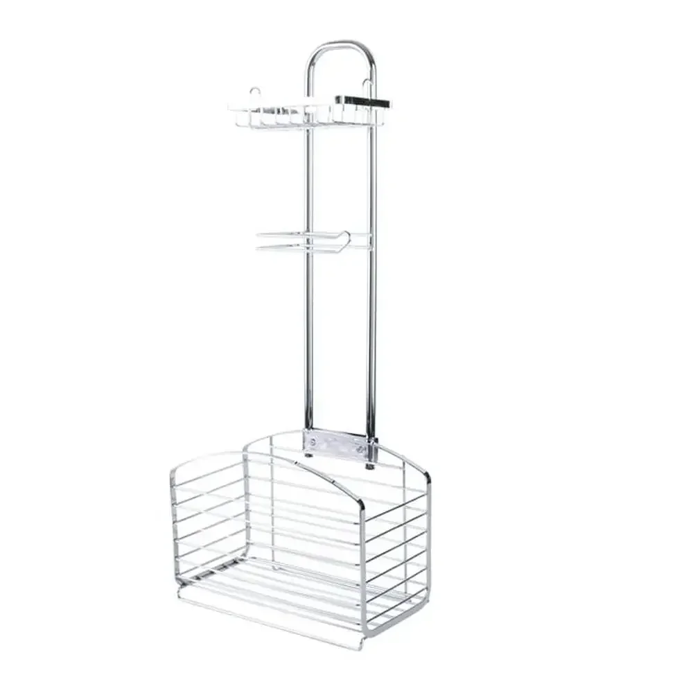 

Adjustable Bathroom Organizer Storage Tray Toilet Paper Holder Compact Design Rust Resistant Harbor Collection Chrome Shelf