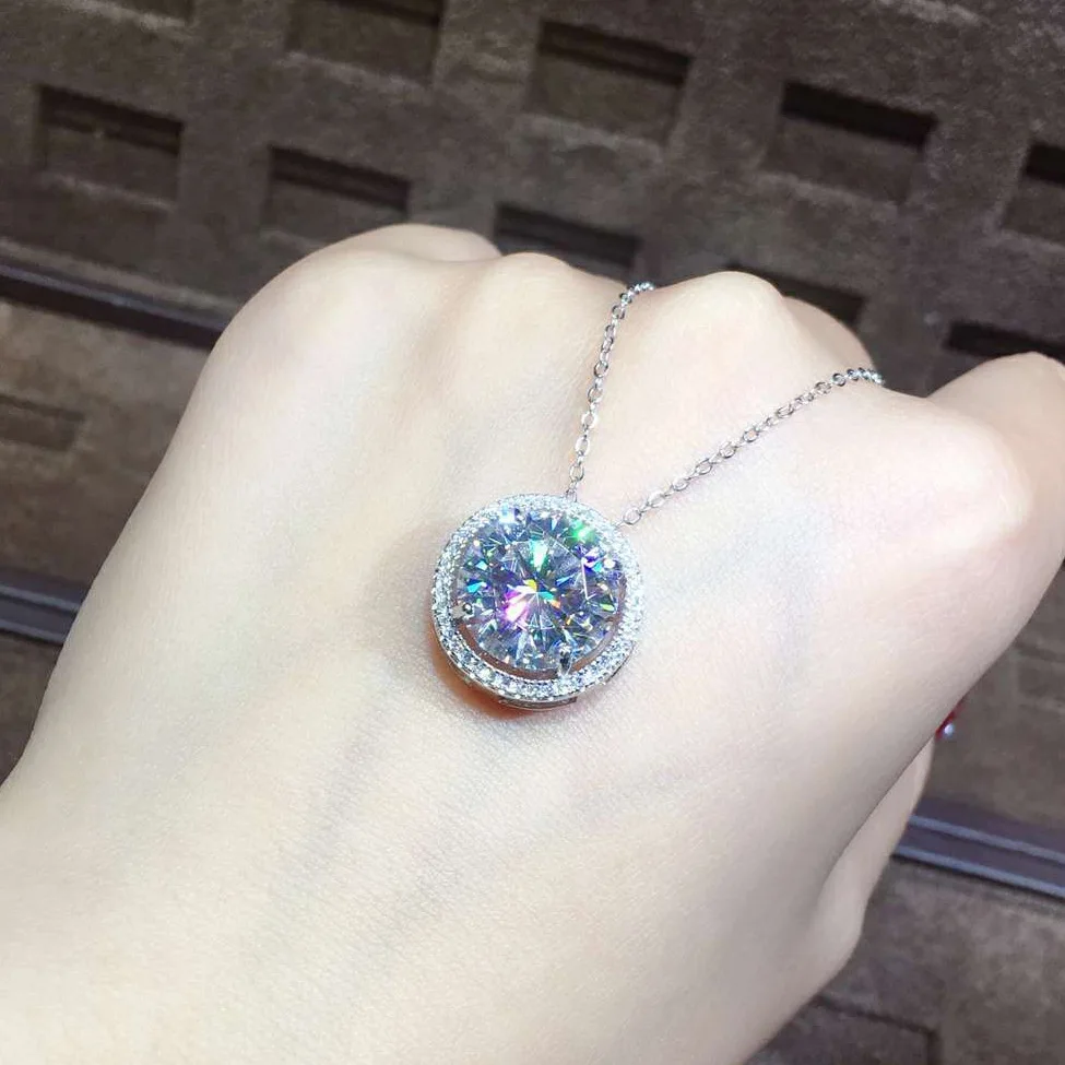 Luxury 5ct Simulated Diamond Pendant Real 925 Sterling Silver Charm Party Wedding Pendants Necklace For Women Fine Jewelry