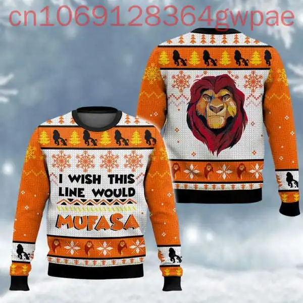 Disney Mufasa Ugly Men and Women Sweater Lion King Xmas Animal Kingdom Holiday Christmas Sweater Trip Birthday Gift