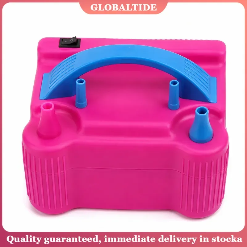 600W Portable Electric Balloon Blower Pump Dual Nozzle Inflator for Kids Party Decorations Rose Red High Speed Air Pump