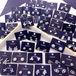 10/20Pairs/Lot 925 Silver Needle Fashion Zircon Stud Earrings For Women Mix Style Sparkling Flower Butterfly Eye Jewelry