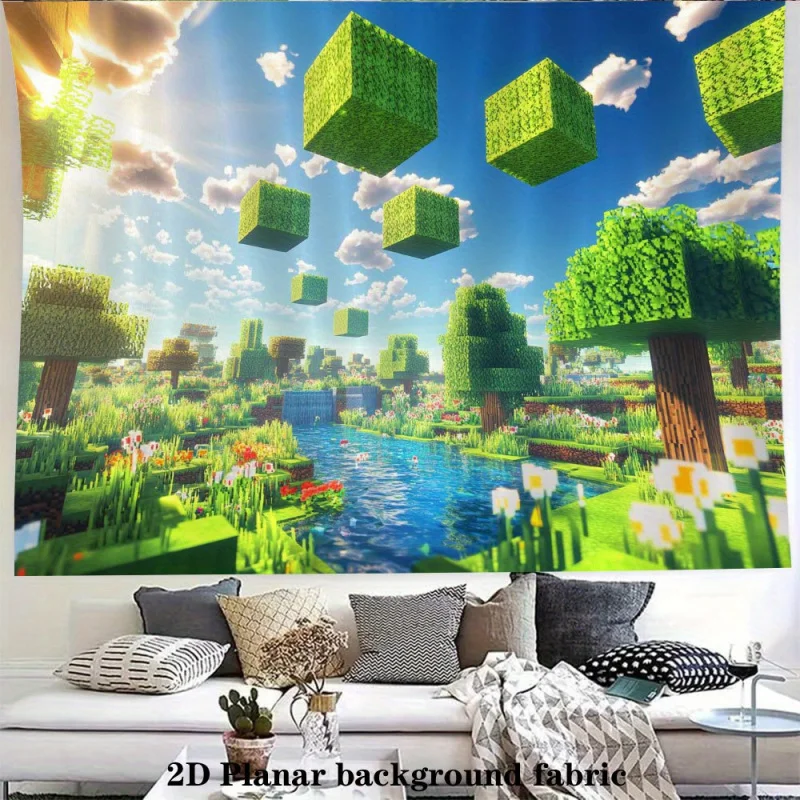 1pc 2Dflat banner, pixel-style dreamy sky island background banner - multi-functional decoration, no power required.wsj