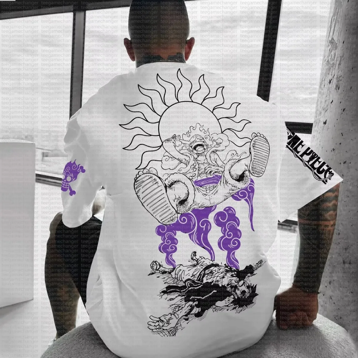 

One Piece Luffy New Hot The 2025 Summer New Футболка из чистого хлопка японского аниме для мужчин с круглым вырезом и короткими рукавами