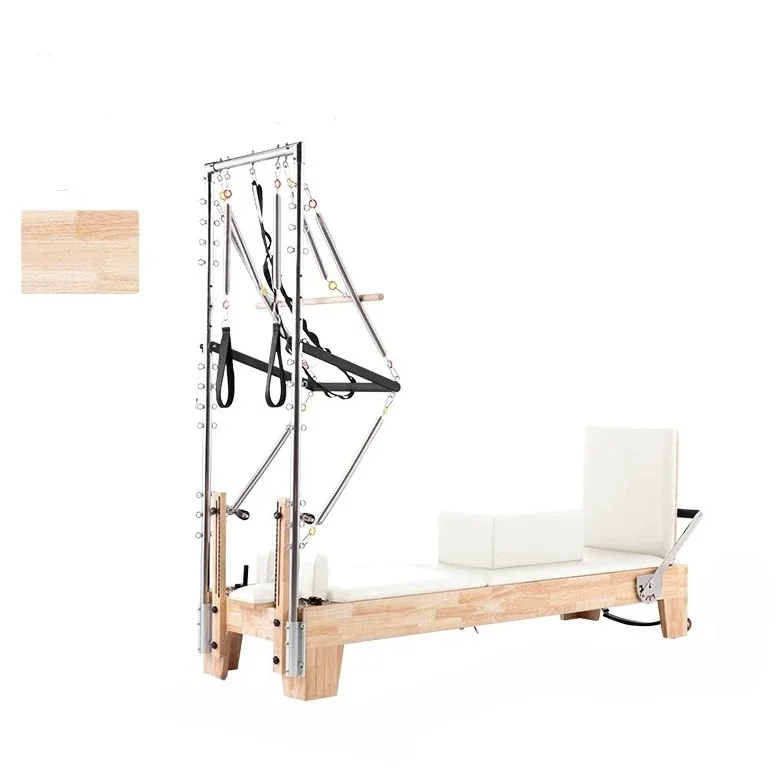 Wood reformer tower  with 8 springs roll down bar  studio clinical with tower  reformer half trapeze