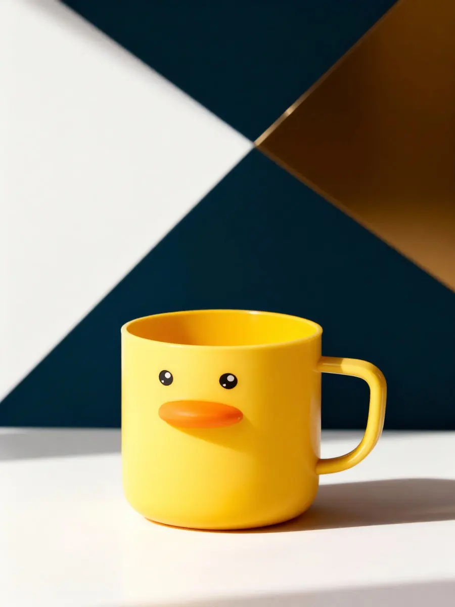 2pcs Duck-Shaped Toothbrush Cups for Bathroom – Plastic Toothpaste & Mouthwash Holder, Travel Tumbler Set