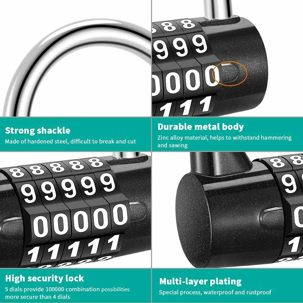 

100% Brand New High Quality Material Padlock Lock Gym Lock 5 Digit Combination Padlock Combination Lock For Computer Bag
