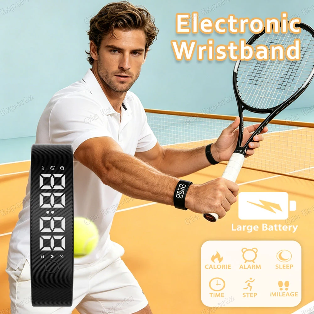 Reloj Despertador Digital LED con Alarma Ajustable y Antiruido, Pulsera con Podómetro, Resistente al Agua, Alarma Vibratoria HW12