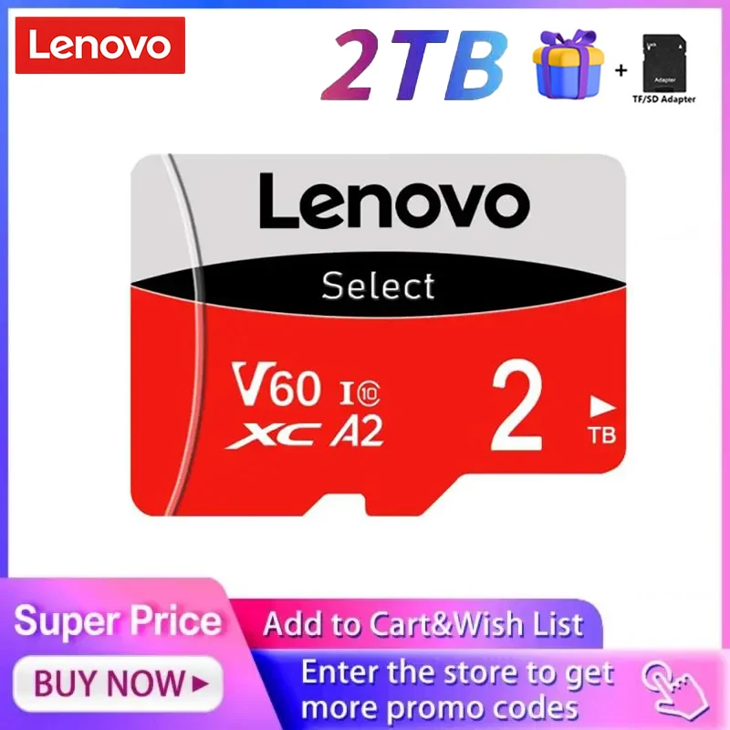 Oryginalna karta pamięci Lenovo UHS-I Micro TF SD 2TB A2 U3 V60 Class 10 High Speed Mini SD Card 128gb do Nintendo Switch Ps5