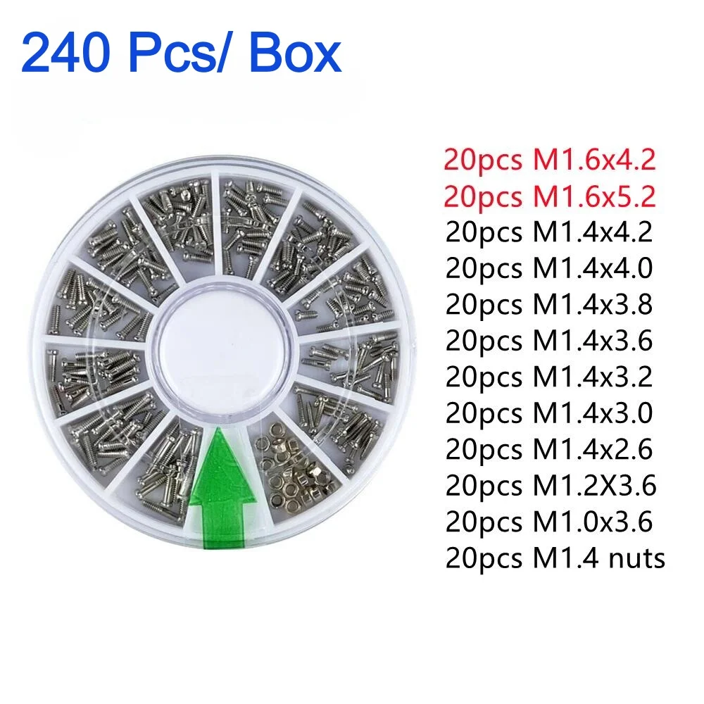 240/600 قطعة النظارات الشمسية أداة إصلاح مسامير المكسرات M1 M1.2 M1.4 M1.6 للساعات الزجاجية الهاتف Tornillos #2