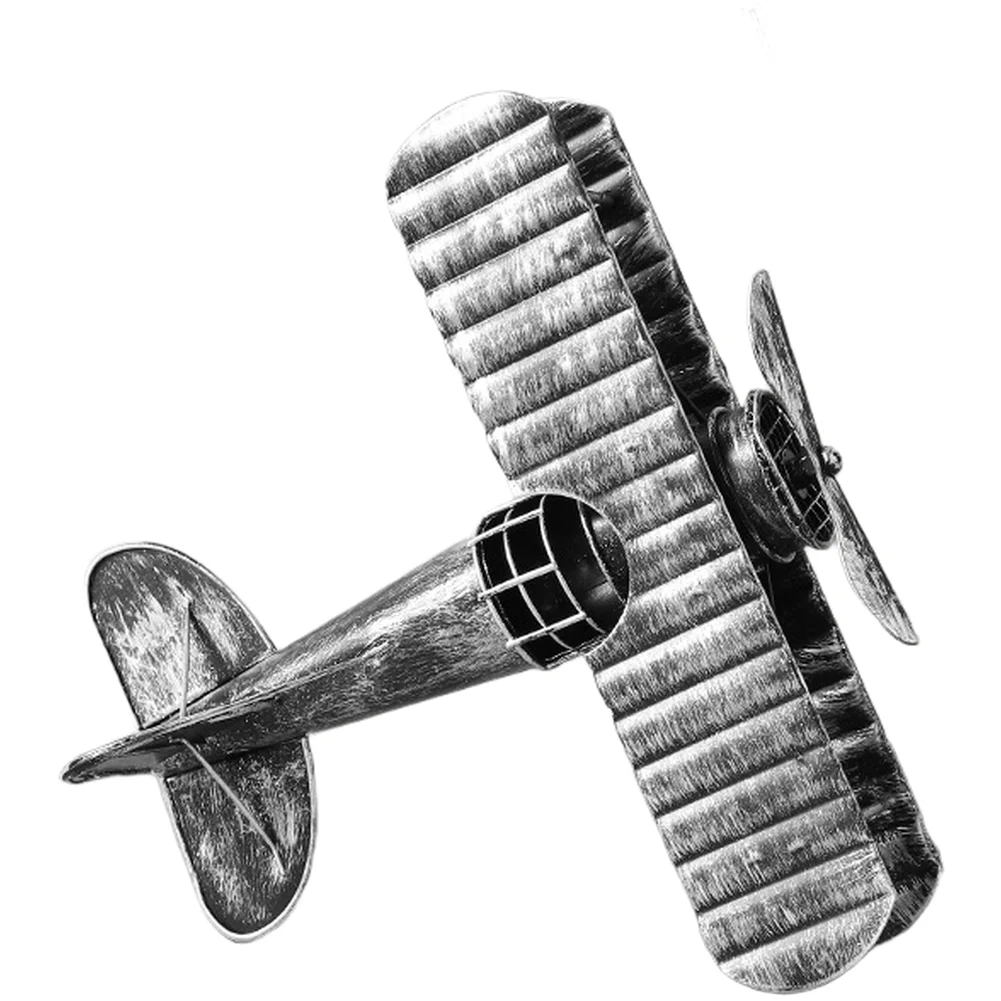 Vintage-Style Iron Airplane Decor Piece for Bookshelf Desk or Wall Mount with Authentic Retro Aircraft Design Details