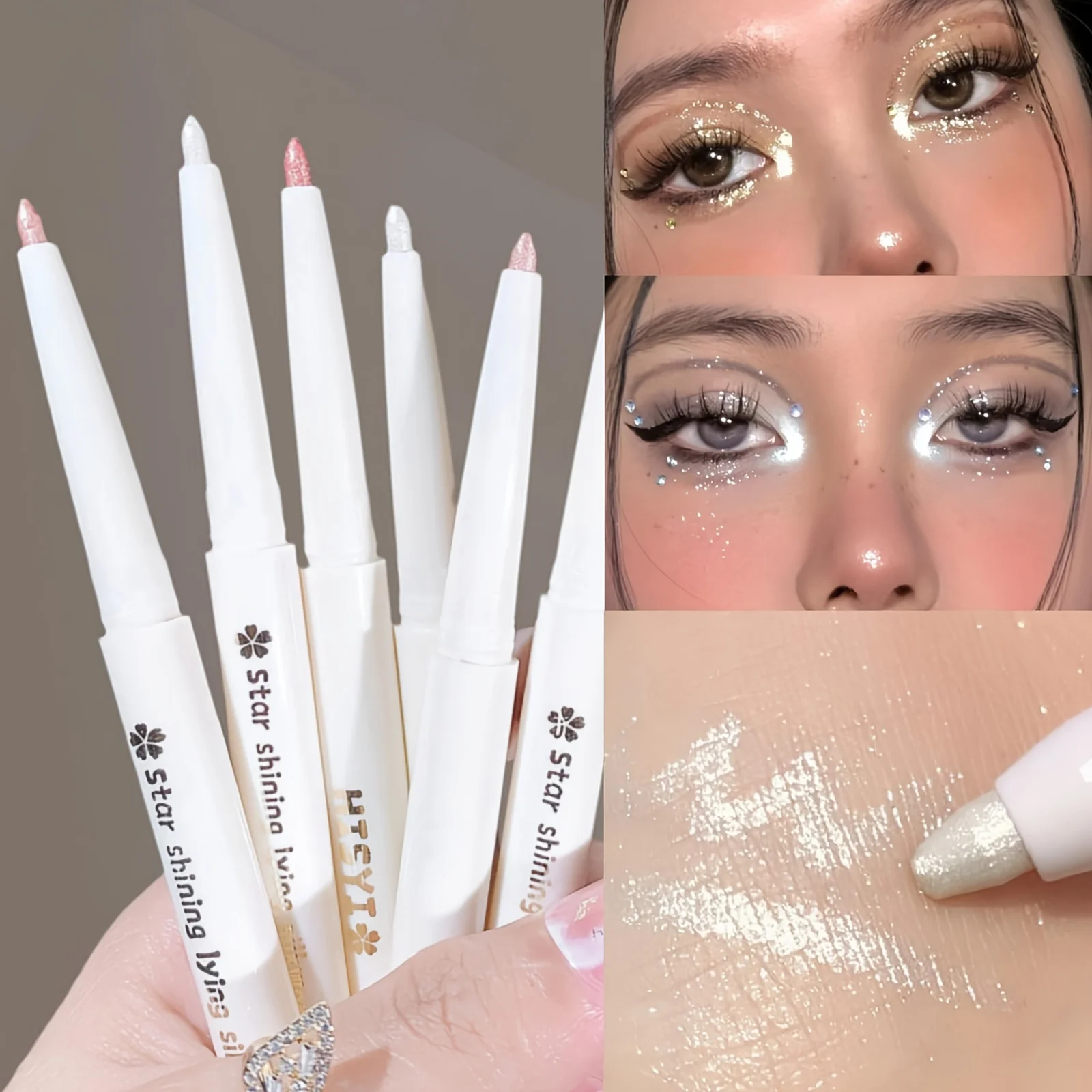 Brightening Aegyo Sal Highlighter Pen Long Lasting Waterproof Smooth Matte Pearlescent White Silver Eyeliner Eyeshadow Stick