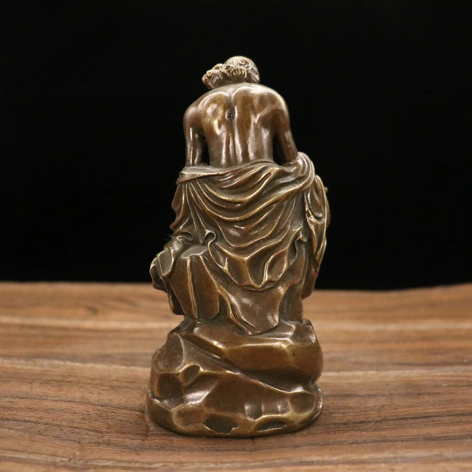 3 styles to choose Daruma Figurine Antique Style Sitting on Rock Buddha Statue Copper Bronze Statue Home Office Decoration