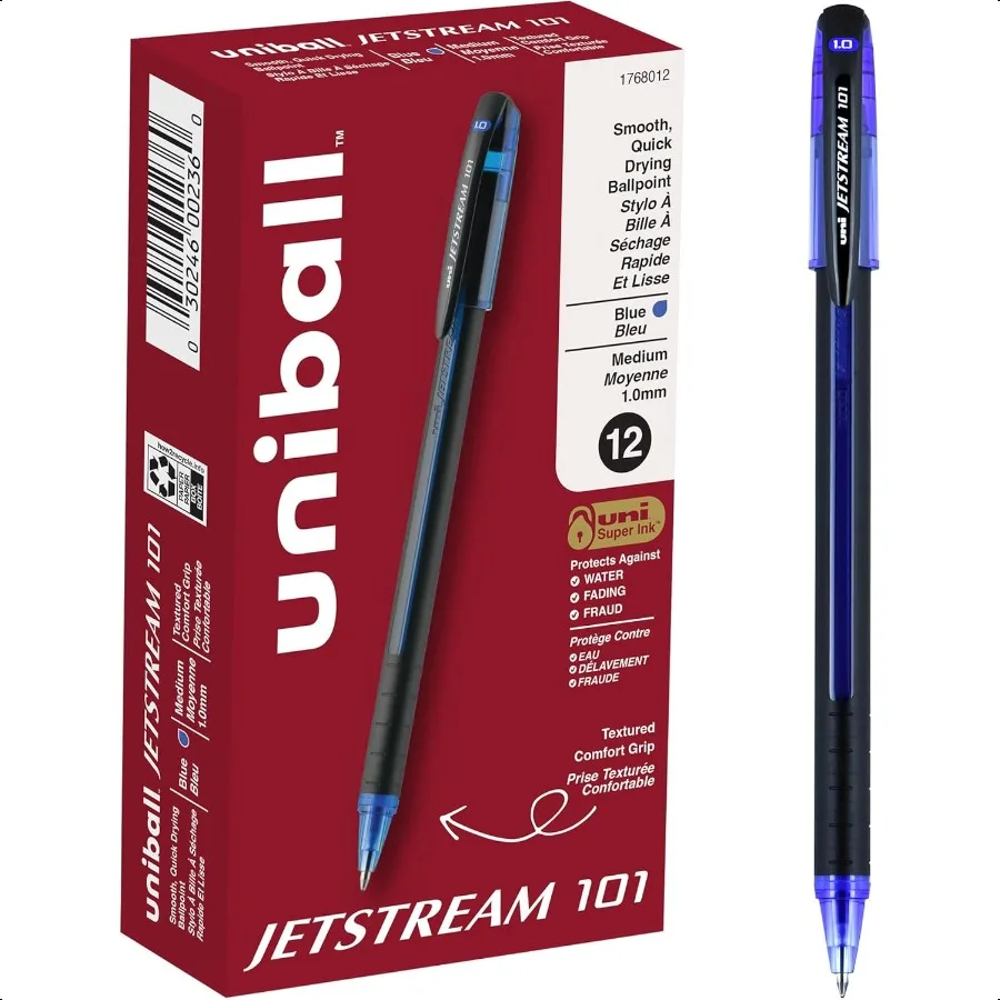 

1768012 Шариковые ручки Jetstream 101, жирные синие чернила, 12 шт.