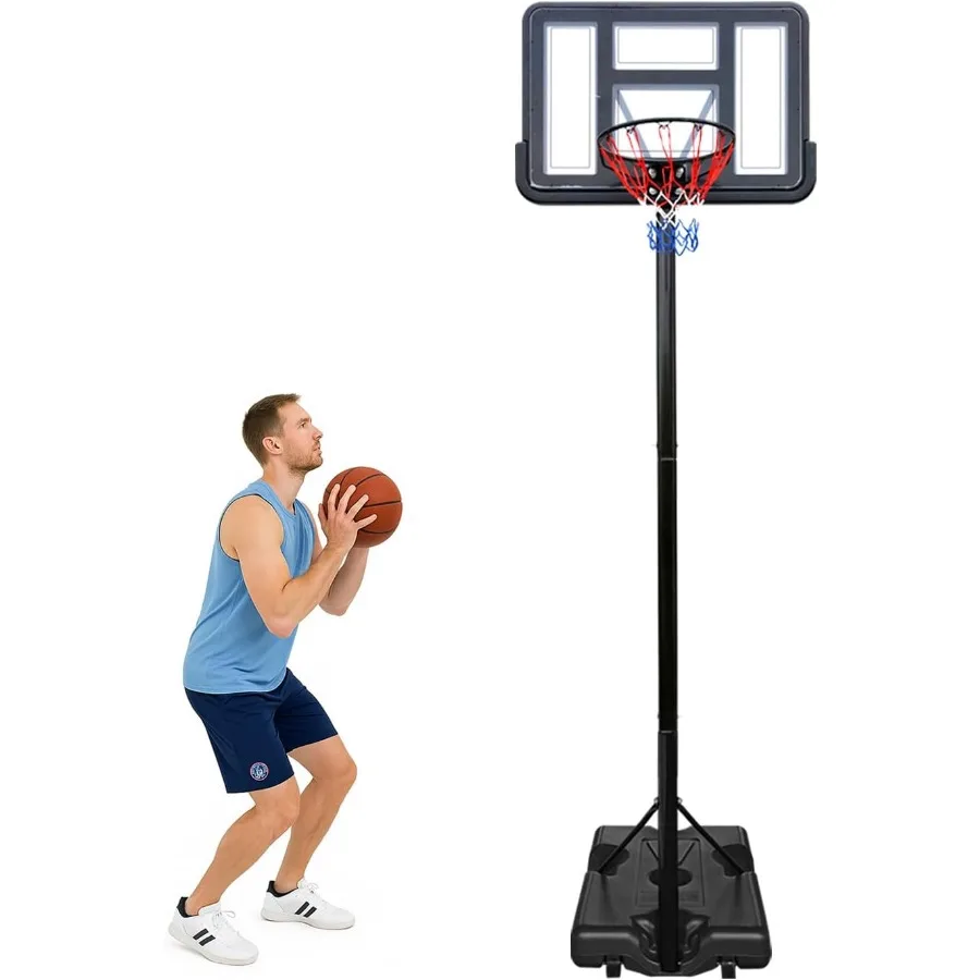 Outdoor Adjustable Portable Basketball Hoop Goal System for Backyard Driveway and Indoor Use with Durable Design and Easy Assem