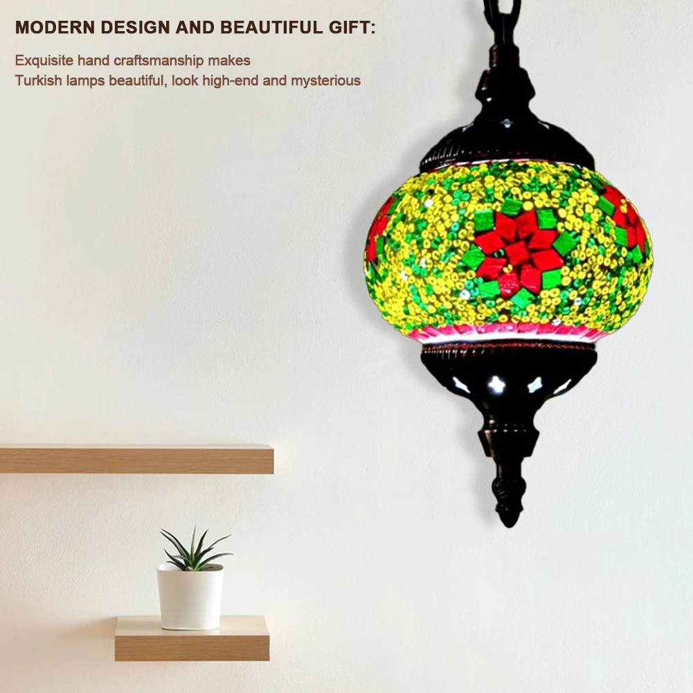 Bar Restaurant Mediterranean Pendant Light Mosaic Pendant Light Romantic Restaurant Club Single Head Chandelier Home Decoration