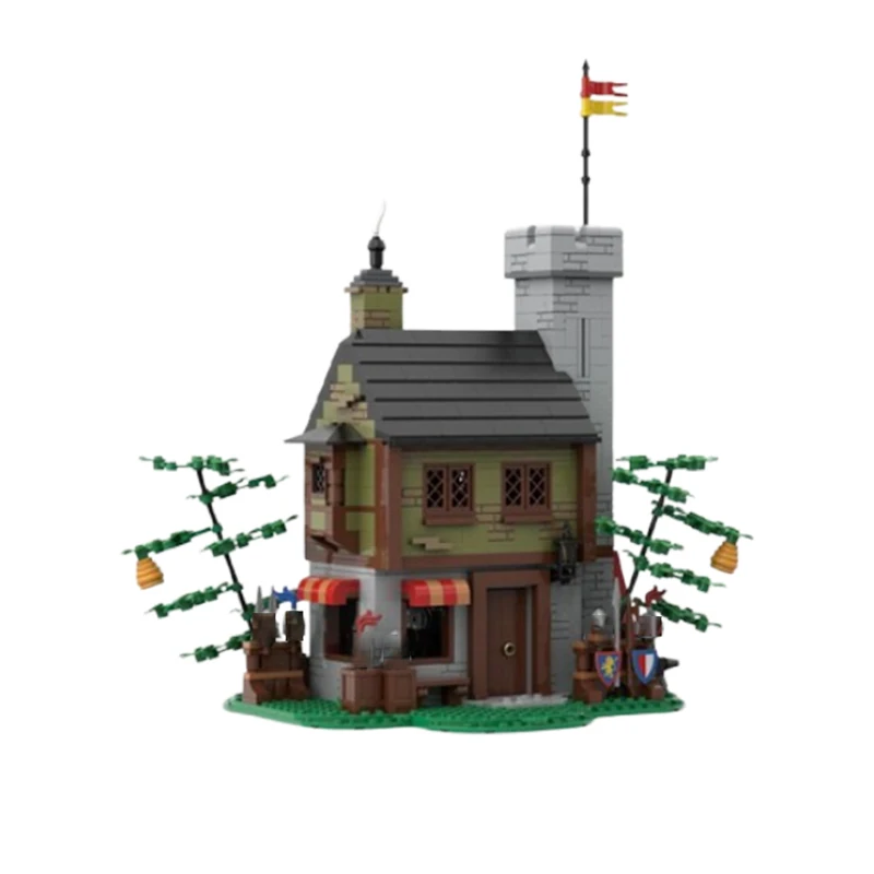 Modèle de bloc de construction de MOC-176379 de petite particule de tache, architecture créative médiévale, assemblage de château, puzzle d'assemblage de jouet, ornement