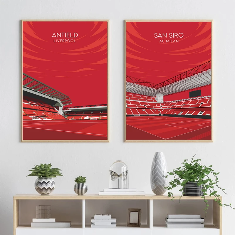 Canvas Painting Football Field Cricket Sports Wall Art Sports Venue Nordic Poster and Print Cartoon Pictures for Teen Room Decor