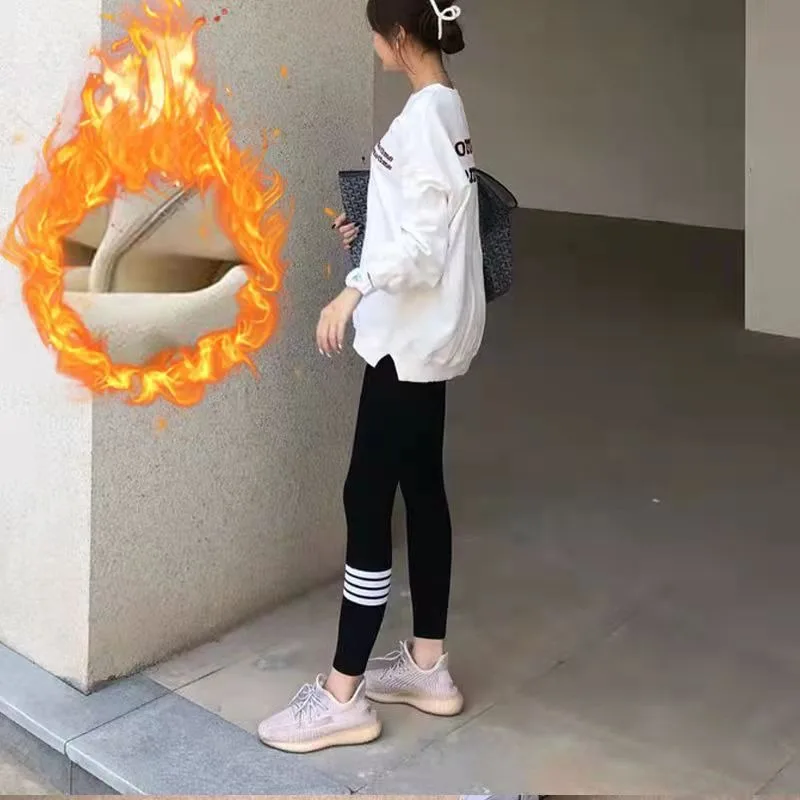 الشتاء الدافئة طماق أفخم اصطف عالية الخصر مطاطا حزام رمادي أسود الجوارب للنساء الرياضة في الهواء الطلق