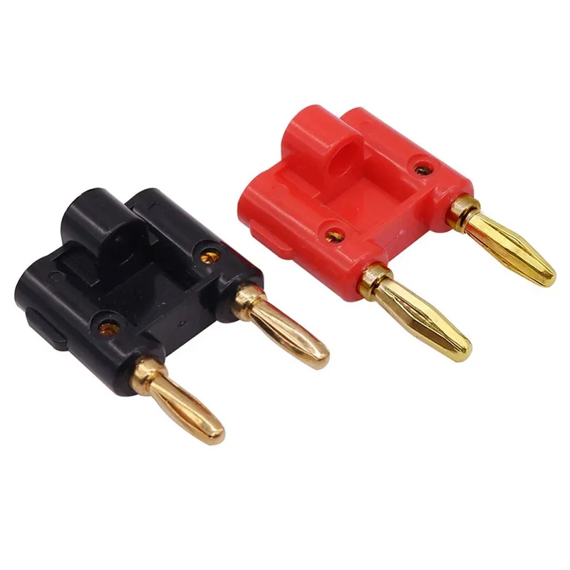 8PCS/ 4MM Double Row Banana Plug Connector Twin Banana Terminal Couple Adapter Speaker Jack Amplifier Plug