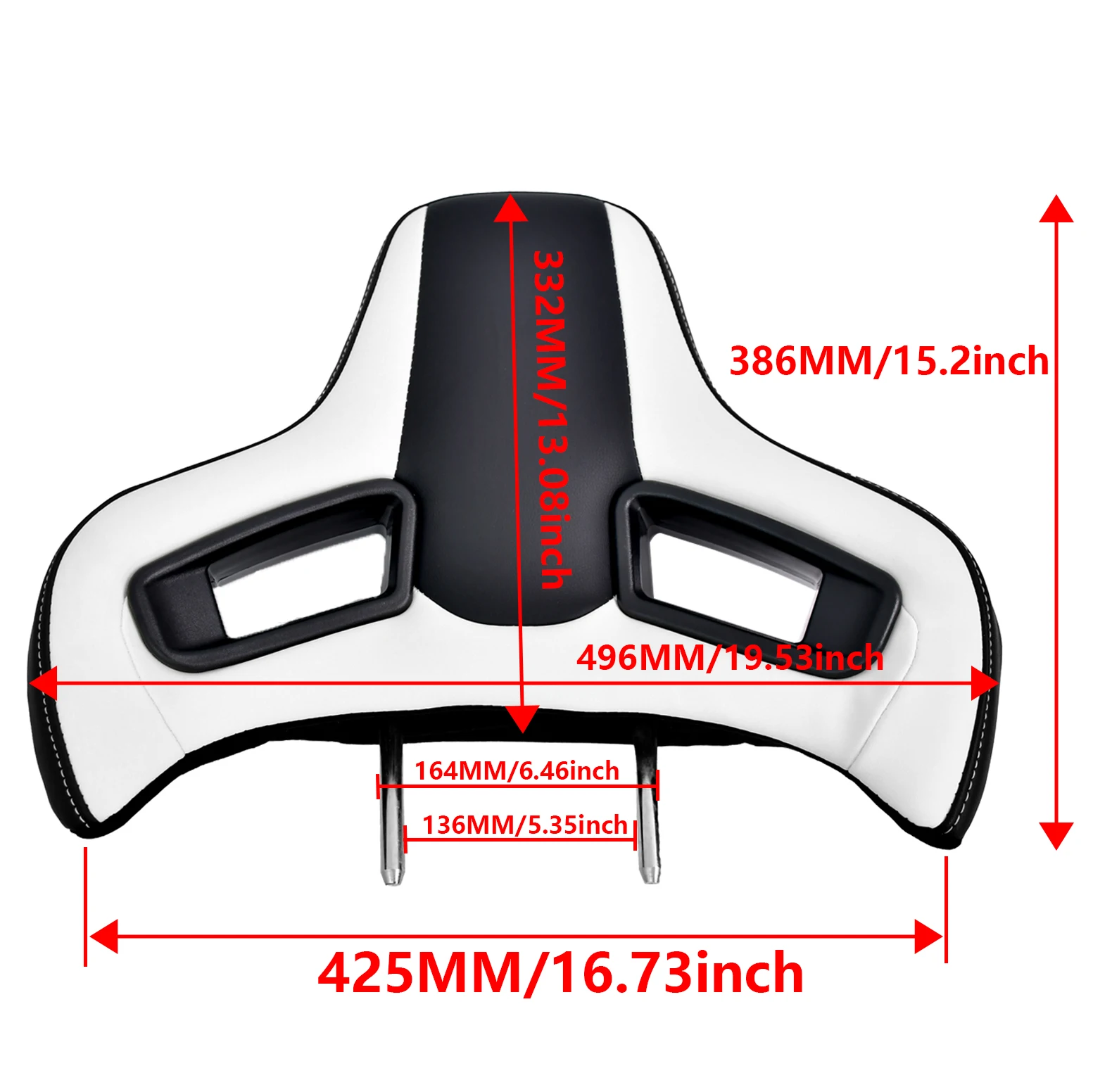 Tiypeor Universal Car Headrest Seat 425mm*386mm Black White Leather Racing Headrests Seat For Vehicle view 2