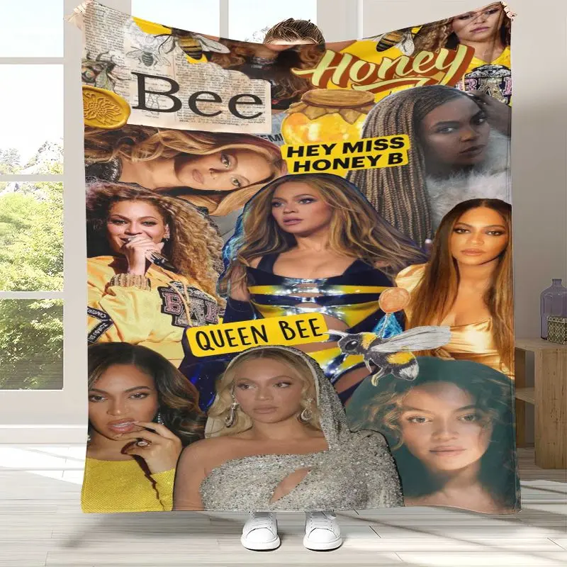 Fashion Beyonce Singer Flannel Blanket,Ultra Soft Warm Plush Throw for Home Bedroom Bed Sofa Cover Office Camping Picnic gift