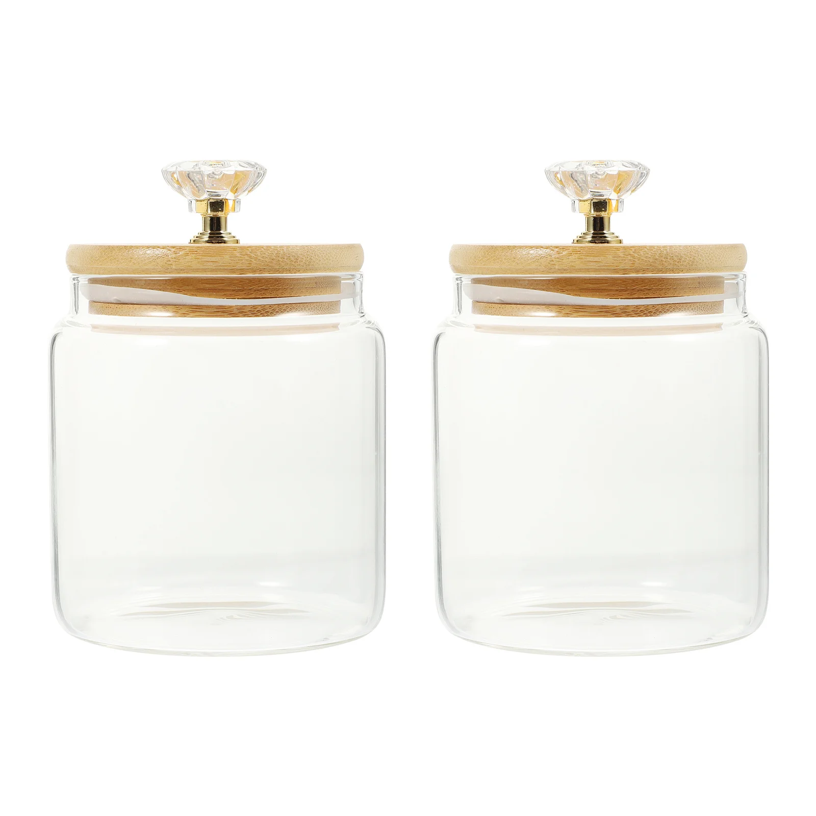 

2Pcs Glass Tea Canisters Storage Jars Kitchen Candy Holder Wide Mouth Sealed Container Household Food Storage Jar