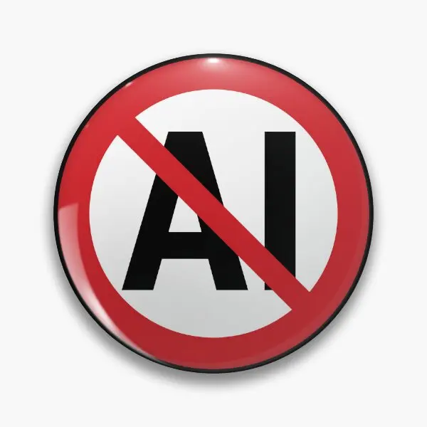 لا Ai مكافحة Ai رمز ضد الاصطناعي لينة زر دبوس الإبداعية بروش عاشق الملابس النساء الكرتون موضة مضحك طوق معدني