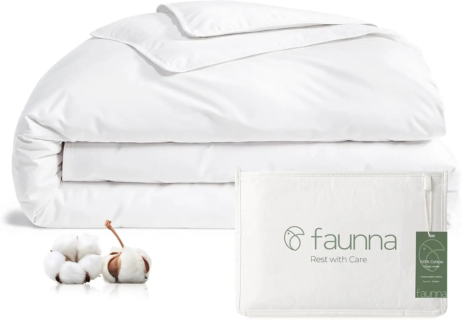 

100% Cotton Duvet Cover Queen, Hypoallergenic Bed Bug Proof White Comforter Cover with Zipper, Antimicrobial Protection for