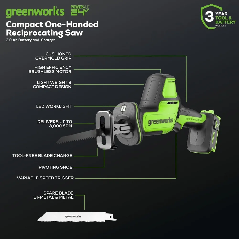 Greenworks 24V Reciprocating Saw,Brushless 1