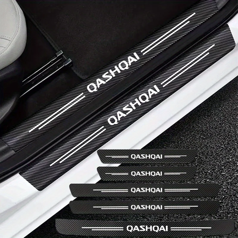 Adecuado para Nissan Qashqai J10/J11 fibra de carbono alféizar de puerta de coche pegatina antiadherente tira de umbral de arañazos pegatina decorativa