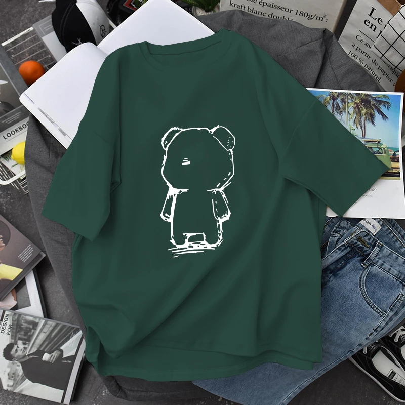 Summer Fashion Animal Print Harajuku Women's T-shirt High Quality Casual College Style New Cotton Tops Tees