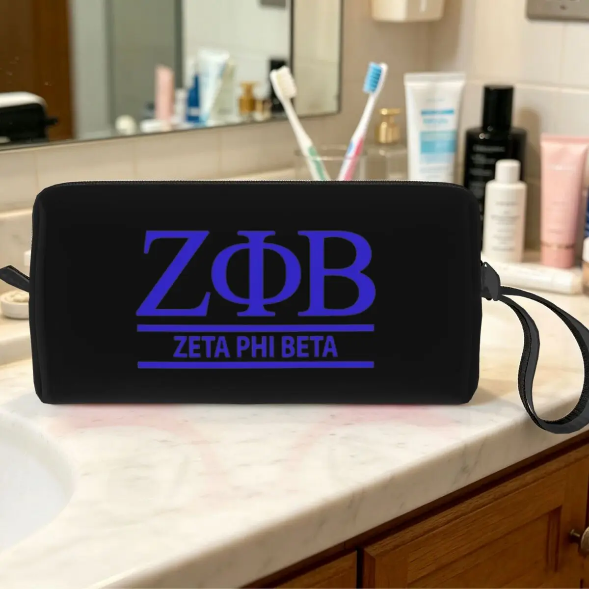 Zeta Phi Beta Greek Letter 1920 ZOB Makeup Bag Cosmetic Organizer Storage Dopp Kit for Women Beauty Travel Pencil Case