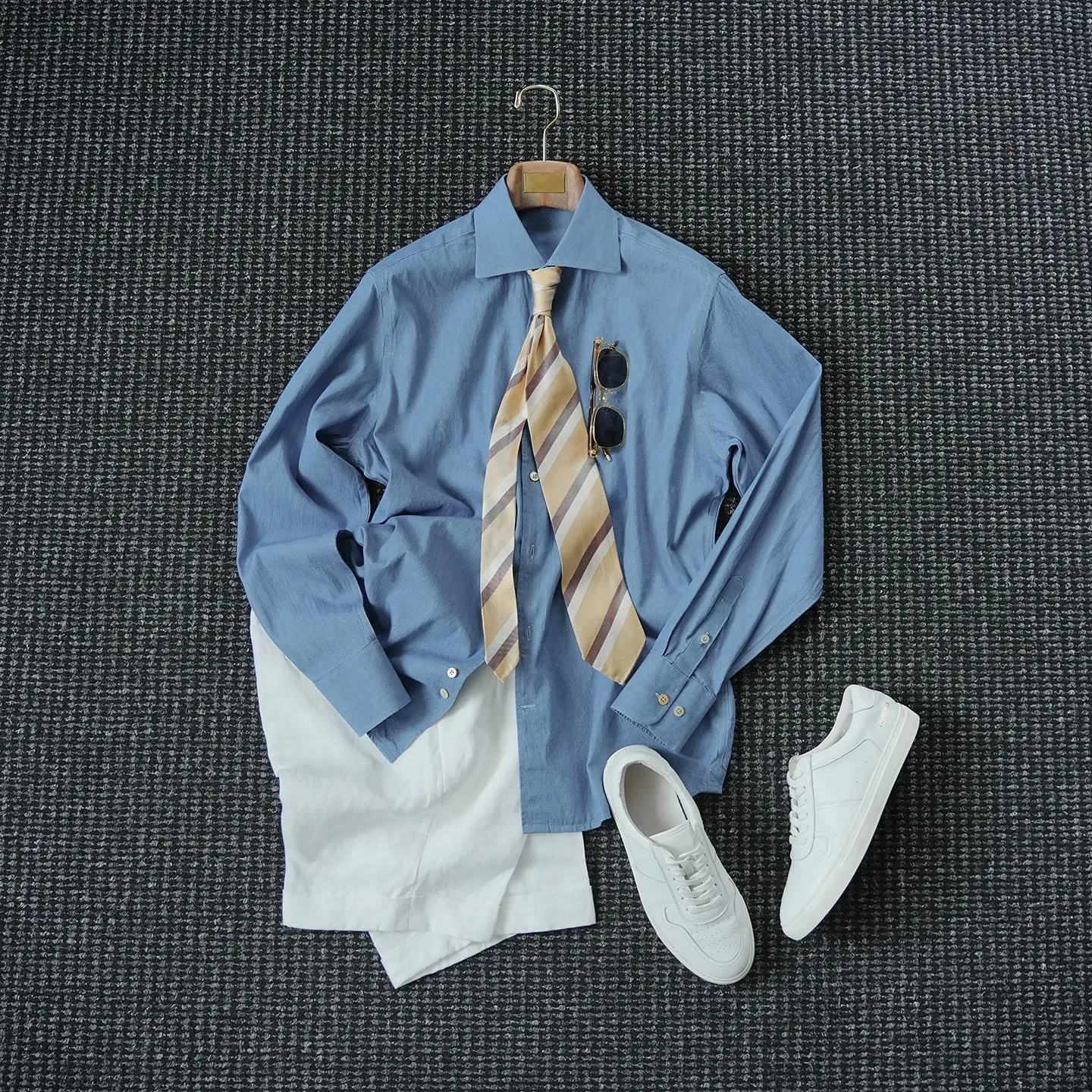 Italian cotton ready-to-wear washed denim shirt men's casual gentleman shirt