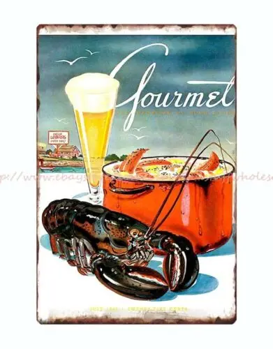 garden wall decorations Gourmet magazine cover 1945 metal tin sign