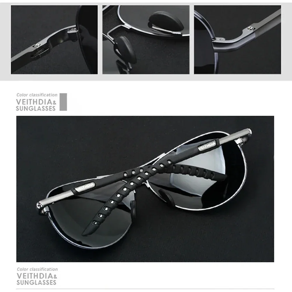 VEITHDIA, recién llegado, gafas de sol de moda, gafas de sol clásicas de diseñador piloto polarizadas UV400, gafas deportivas para exteriores para hombre FA30880