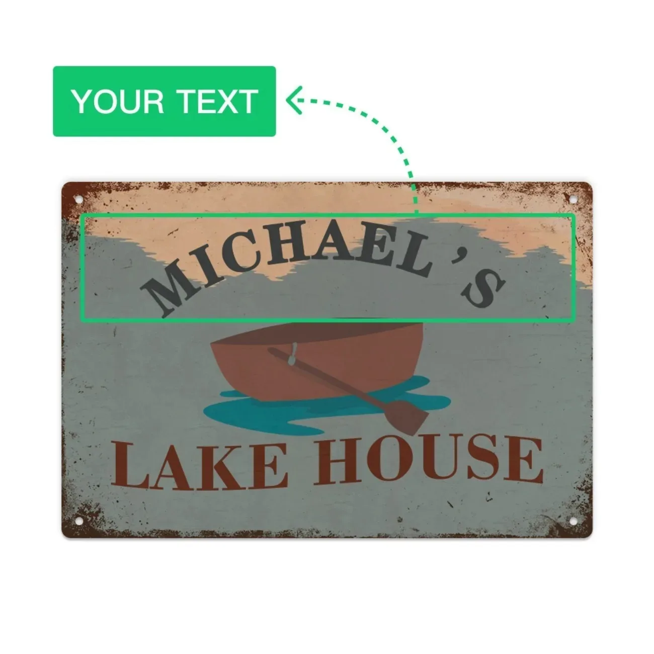 Custom Name Metal Tin Sign Vintage Lake House Wall Decor for Farmhouse & Beach House