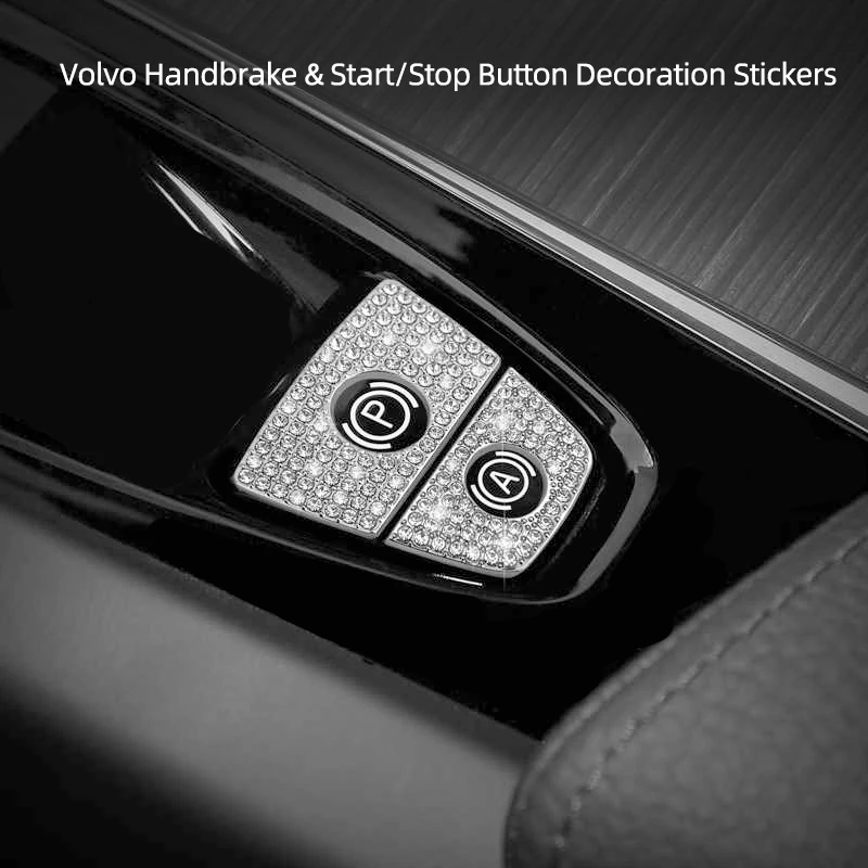 Diamond-Encrusted Electronic Handbrake Decal for Volvo XC60 V60 XC90 S90 V90 Auto Hold Modification Decoration Accessories