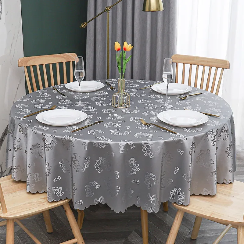 European waterproof oil proof scald proof and wash free round table cloth for Hotel round table cloth round table cover