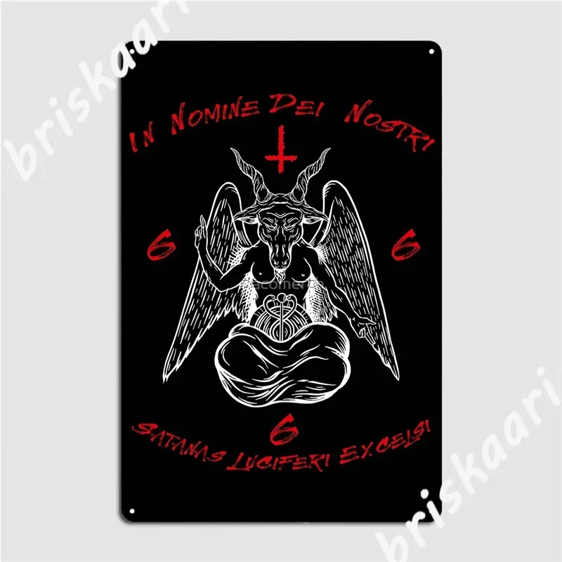 666 الماعز Baphomet الشيطاني لوسيفر Beelzebub علامات معدنية نادي المنزل الطباعة اللوحات تين تسجيل الملصقات #2