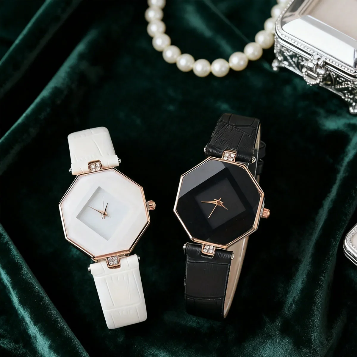 

2pcs/set-Fashionable Black and White Quartz Watch, Perfect Accessory for Daily Casual Wear (frameless)