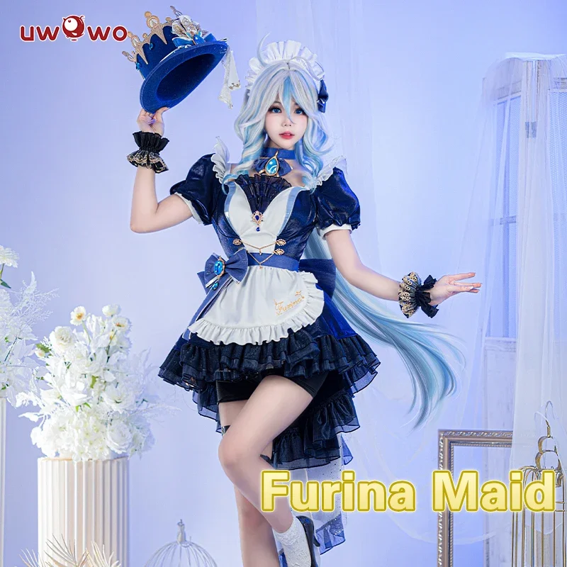 IN STOCK  Genshin Impact Fanart Furina Focalors Hydro Archon Maid Cosplay Costume