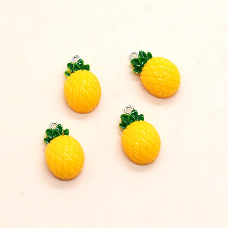 10pcs Flatback Fruit Pineapple Resin Charms Yellow Fruits Pendant For Earring Keychain Jewelry Make DIY F134