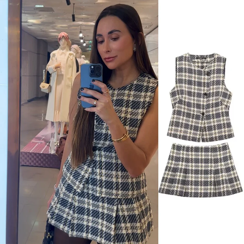 المرأة الصيف موضة س الرقبة غير المتكافئة تصميم الأزرق سترة بلوزات بلا اكمام + واسعة مطوي منقوشة محكم تنورة مجموعة تي شيرتات قصيرة للأطفال