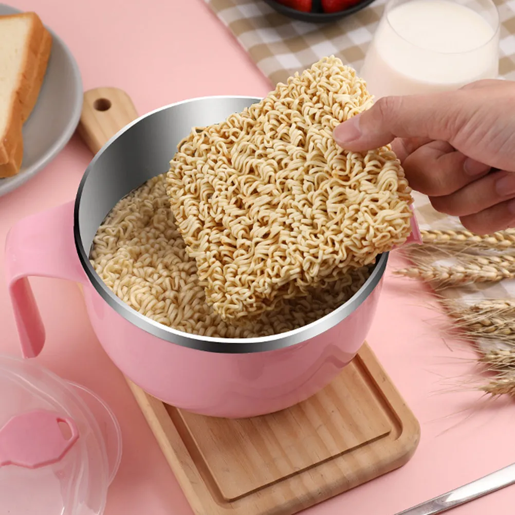 

Набор из 1 миски для лапши из нержавеющей стали, 1200 мл, с термостойкой ручкой, дренажным отверстием, портативный контейнер для супа, еды, салата, риса, обеденная миска