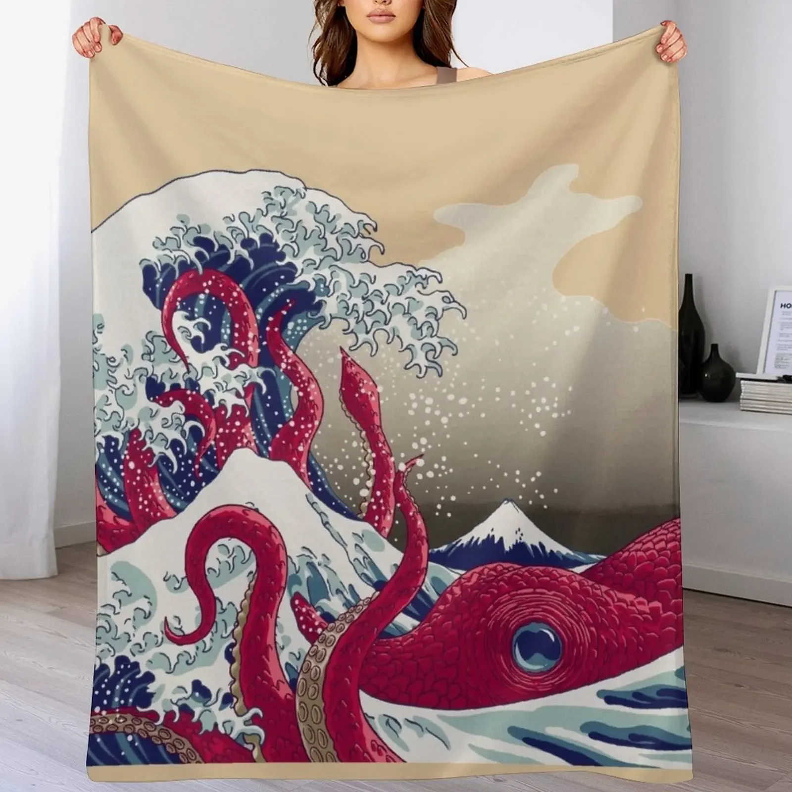 

Hoktopusai Throw Blanket Travel Thins Retros Large Blankets