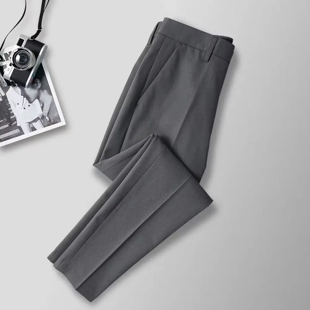 High Quality Trousers Suit Pants 1pcs Drape Mid-waist No Elasticity Polyester Slim Fit Solid Color Formal Occasions