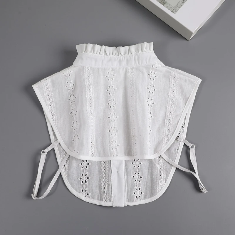 Lady Lace Half Shirt False Collar Hollow Out Floral Embroidery Detachable Adjustable Dickey Blouse Clothing Accessories