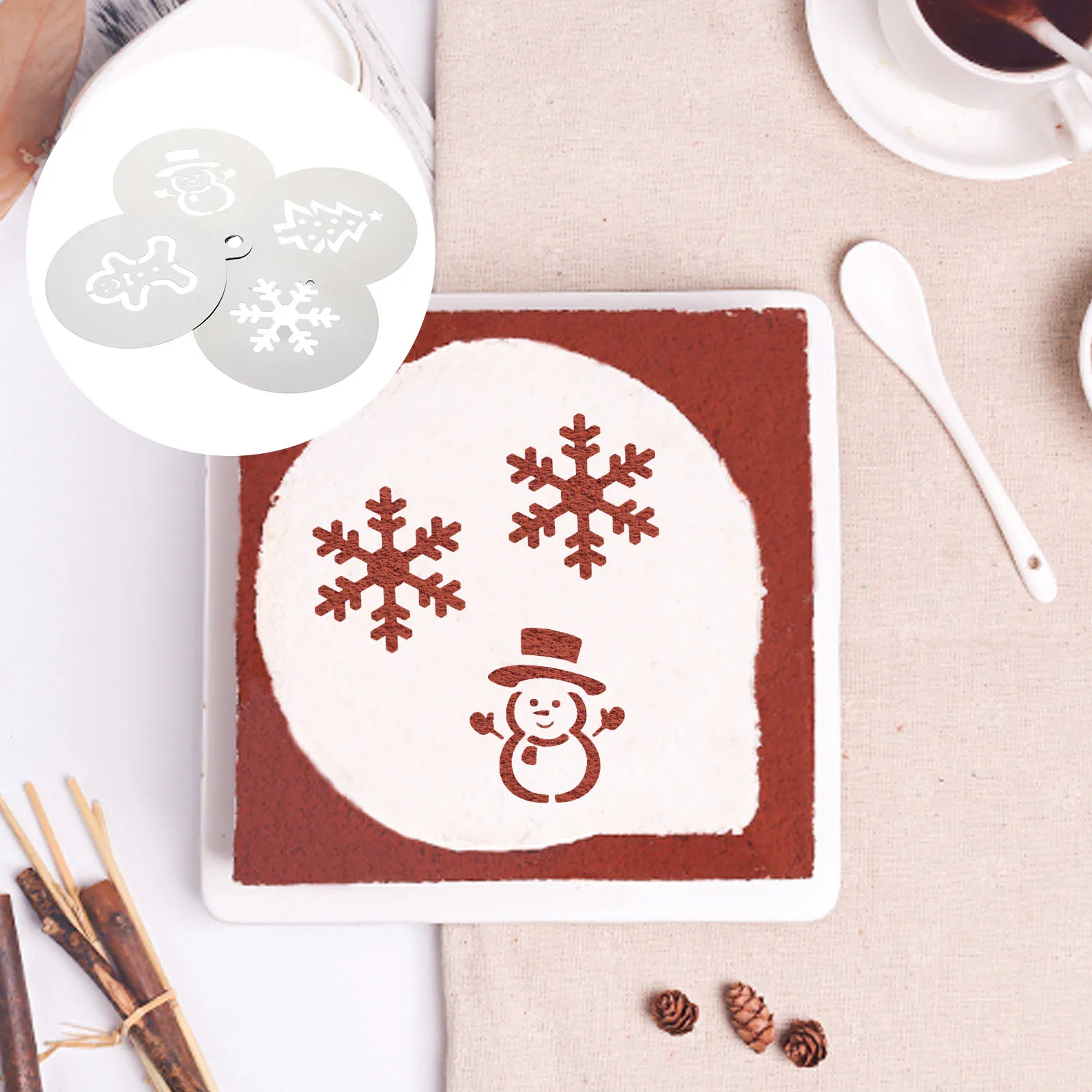 

Christmas Stencils Baking Cake Latte Templates Coffee Decoration Useful DIY Drawing Creative